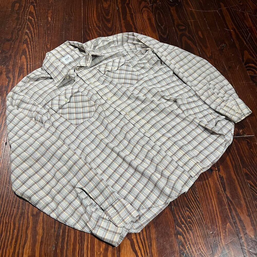 Levi's XL Vintage 1980 Olympic Games Plaid Western Shirt Beige Blue Brown - Picture 3 of 6